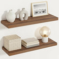Vivelove Rustic Floating Shelves for Wall 12 Inch Deep, 24" X 12" X 1.5" Floating Shelf, 2 Inch Thick Shelf for Living Room Bathroom Bedroom Kitchen Office, Rustic Farmhouse Decor Set of 2, Walnut