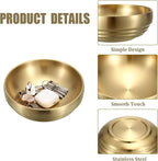 7.4" Gold Decorative Bowl - 2 Packs Key Bowls for Entryway Table Catchall Vintage Round Key Holder Bowl for Candy Fruit, Home Decor