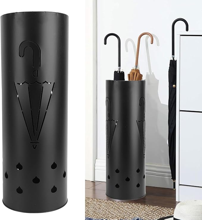 Umbrella Stand,Metal Round Umbrella Stand Rack,Canes Walking Sticks Holder for Entryway, Home, Office, Black (Type 1)