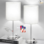 Set of 2 Grey Touch Control Table Lamps with 2 USB Ports & AC Outlet, 3-Way Dimmable Bedside Nightstand Lamps, Desk Lamp for Bedroom Living Room Nursery, 800 Lumens 5000K Daylight Bulbs Included