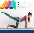 Coolrunner 7FT. Long Latex Free Elastic Flat Exercise Band Set of 3 with Carry Bag, Wide Fitness Resistance Bands for Pilates, Gym, Physical Therapy, Yoga, Carry Bag, Green & Yellow & Rose Red