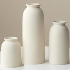 Ceramic Vase Set-3, Large Flower Vases for Decor, Modern Boho Farmhouse Style, 10.4 Inch Tall, 4 Inch Width, Beige Color, Decorative Vases for Pampas Grass, Dried Flowers and Fresh Flowers (XL Beige)