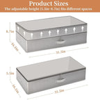 2 Pack 80L Under Bed Storage, Adjustable Height Large Storage Bins With Lids Handles Label Holder, Underbed Storage Containers for Blanket Clothes Shoes Bedroom Closet (Grey)