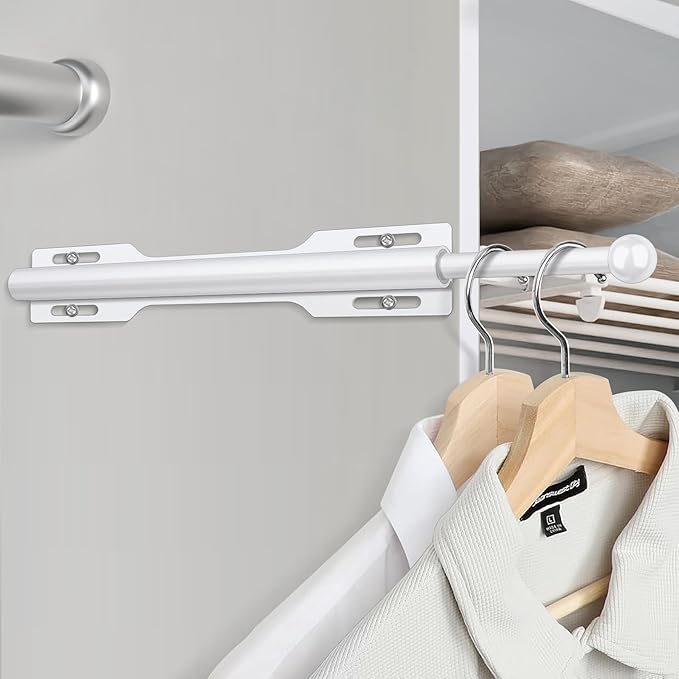 FIRJOY 12" Valet Rod for Closet Pull Out (2 Pack, White)