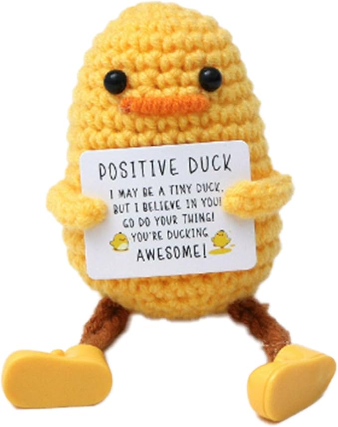Romantic Valentines Day Gift, Positive Crochet Duck Emotional Gifts for Her, White Elephant Presents for Husband