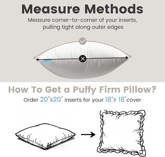 QUIETSEA 18x18 Pillow Inserts, 2 Pack Down Alternative Throw Pillow Inserts, Fluffy Soft Square Decorative Pillows for Bed, Couch and Sofa
