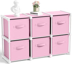 6 Cube Storage Organizer with Shelf Back to School Boxes 11 Inch Toy Storage Bins Closet Organizers Drawers Fabric Dresser for Playroom Books Bedroom Dorm Kitchen (Macaroon Pink)