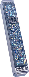 Sparkling Art Glass Mezuzah - Easy Mount Indoor or Outdoor - Weatherproof Metal Case - Gift Box and Non-Kosher Scroll Included - Hand Made in USA - Guaranteed for Life! (Steel Grey)
