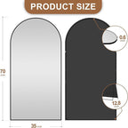 Delma Full Length Mirror, Large Floor Mirror for Wall, Bedroom, Bathroom, Living Room with Aluminium Frame (Stand, Arch 70x35, Black)