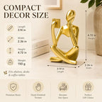 Gold Accent Bookshelf Decor Thinker Statue, Abstract Reading Figurine Style B, Resin Decorative Bookend for Coffee Table, Shelf, Office, Library
