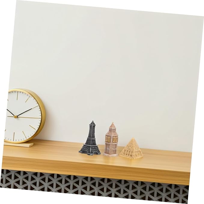 Milisten 3pcs Miniature Architectural Model Set Pyramid Statue Eiffel Tower Clock Tower Figurines Scene Accessories for Home Décor and Collectible Display