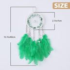 Pretty Jolly Crystal Stone Small Dream Catchers Green Feathers Mini Dreamcatchers with Beads for Cars Rear View Mirror Hanging Decoration Good Luck Travel Charm Bedroom Ornaments for Women Girls