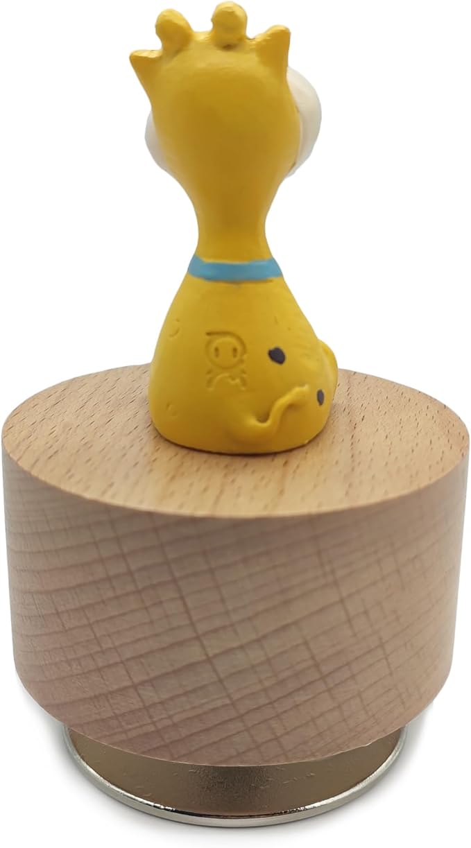 Mini Wooden Animal Rotary Music Box with Cute Giraffe Ornament (You are My Sunshine.)