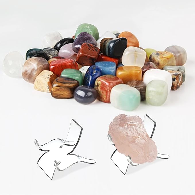 (36 PCS 3 Size Display Stand,Acrylic Rock Display Stands,Clear Display Easel Stands Pedestal for Crystal Geodes Rock Mineral Agate Fossil Coral Crystal/Gemstone Small Collectibles Display Stands