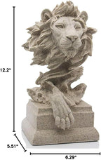 H&W Sandstone Lion - The King of Beasts - Statue Decoration for Home/Study/Living Room, Great Collectible Figurines, Best Gift for The Man, Sandstone Color (HH17-D2)