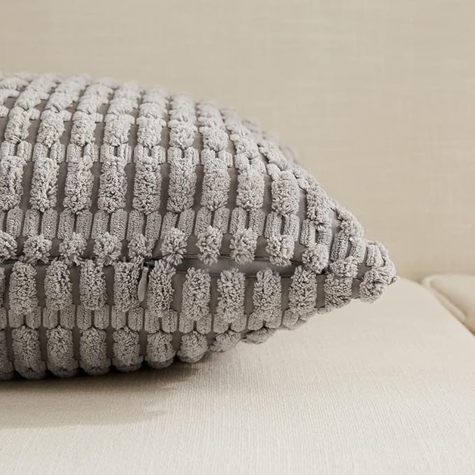 Fancy Homi 4 Packs Decorative Throw Pillow Covers for Living Room Couch Bed, Modern Farmhouse Boho Home Décor Accent Cushion Case, 20" x 12", Neutral