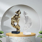 aboxoo Thinker Statue, Silence is Gold Abstract Art Figurine, Modern Home Resin Sculptures Decorative Objects Piano Desktop Decor for Creative Room Home, Office Study Decor (Large Black)