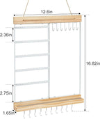 Hanging Jewelry Organizer and Storage, 5-Tier White Earring Necklace Holder Jewelry Display Organizer Stand Rack, Wall Mounted for Earrings Necklaces Bracelets and Rings, White