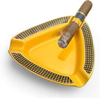 Cigar Ashtray Triangle- Large Rest Outdoor Cigars Ash tray for Patio/Outside/Indoor Ashtray (Yellow)