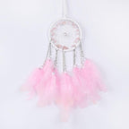 Pretty Jolly Crystal Stone Small Dream Catchers Pink Feathers Mini Dreamcatchers with Beads for Car Rear View Mirror Hanging Decoration Good Luck Travel Charm Little Bedroom Ornaments for Women Girls
