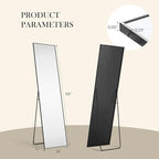 DUMOS 59"x16" Full Length Mirror, Full Body Mirror with Aluminum Alloy Thin Frame, Standing Mirrors with Leaning or Hanging, Suitable for Bedroom, Livingroom, Cloakroom, Black