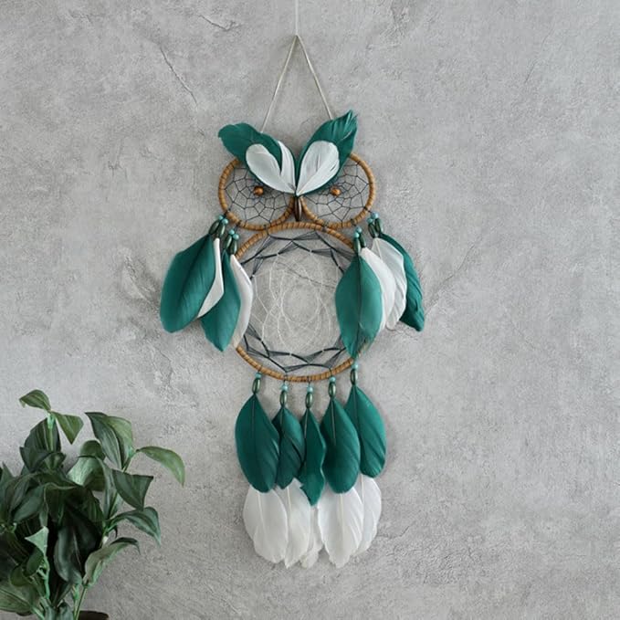 Owl Dream Catcher for Kids,Sdjdhej 1Pcs Owl Dream Catcher with Feather Hanging Decorations Home Ornament Birthday Festival Craft Gift for Girls Kids Women