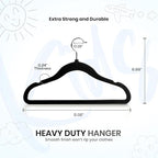Utopia Home Kids Velvet Hangers 50 Pack – 11 Inch Non-Slip Baby Hangers for Baby and Toddlers, Durable Ultra-Slim Space-Saving Closet Organizers (Black)