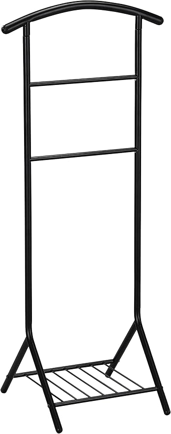 Kings Brand Furniture - Amos Black Metal Wardrobe Suit Valet Stand Organizer, Clothes Rack, Contour Hanger, Trouser Shoe Rack