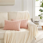 Fancy Homi 4 Packs Decorative Throw Pillow Covers for Living Room Couch Bed, Modern Farmhouse Boho Home Décor Accent Cushion Case, 20" x 12", Blush Pink