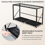 Folding Umbrella Storage Stand Rack Holder Organizer Free Standing Industrial Umbrella Rack for Entryway Home Commercial Office Hotel Entry Hallway Patio Décor with Removable Drip Tray