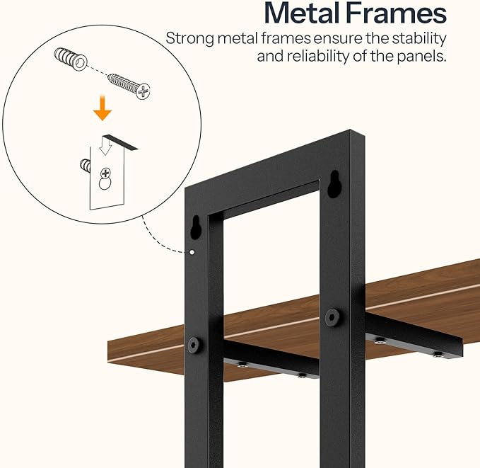 HOOBRO Floating Shelves, 15 Inch Wall Shelf Set of 3, Wall Mounted Storage Shelves 2-Tier, Hanging Bathroom Shelves, for Living Room, Bedroom, Bathroom, Kitchen, Walnut and Black BH32BJP301