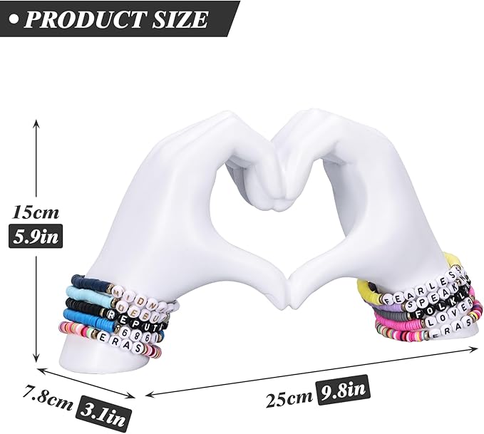 DOVDOV Hand Heart Decorative Statue, White Heart Decoration, Modern Art Home Decoration for Room Coffee Table Office Shelf on Entryway Entrance Tabletop Decoration and Ornament.