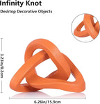 LCCCK Infinity Knot Sculpture Orange Knot Decor Object, Abstract Knick Knacks Coffee Table Modern Statue, Orange Sculpture for Home Living Room Table Ornaments and TV Stand Bookshelf Decorative