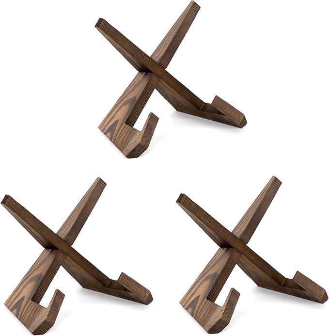 ANBOXIT Plate Stand for Display - 3 Pack 6.5 Inch Plate Holder Display Stand, Wooden Picture Frame Stand, Decorative Table Top Easels for Display