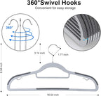 Coat Hangers, Pack of 50 Plastic Clothes Hangers, Space-Saving,Super Non-Slip,11lb Weight Capacity (Grey)