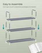 SONGMICS 3-Tier Shoe Rack, Shoe Storage for Hallway Closet, Slim and Space-Saving, Metal Frame, Non-Woven Fabric Shelves, Grey ULSH053G01V1