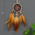 Handmade Dream Catchers Wall Decor,Boho Feather Dreamcatcher with Natural Elements,Unique Home Decor Gift for Bedroom, Living Room (Light Coffee Color 11.8in)