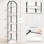 5 Tier Corner Wall Shelf Stand, 70" Metal Corner Shelves Bookshelf Display Shelf for Living Room Decor, Tall Plant Stand Multi Unit Organizer, Standing Shelf for Bedroom,Bathroom,Small Space (White)