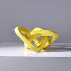 LCCCK Infinity Knot Sculpture Yellow Knot Decor Object, Abstract Knick Knacks Coffee Table Modern Statue, Yellow Sculpture for Home Living Room Table Ornaments and TV Stand Bookshelf Decorative