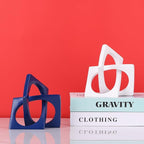 Modern Geometric Sculpture Navy Blue Knot Statue Decor, Home Blue Bookcase Centerpiece jax Decorative, Geometric Tabletop Sculpture and Figurines, For Navy Home Decor Accent, Cube Decorative Ornaments