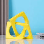 Jax Geometric Yellow Knot Statue Decor, Home Bookcase Centerpiece and Tabletop Sculpture, For Home Decor Accent Cube Ornaments
