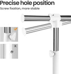LiaMeE Adjustable Clothing Rack for Hanging Clothes, Heavy Duty Garment Rack with Wheels，Free Standing Rolling Clothes Rack with Shelf & Grid, Easy Assembly Standard Rod, White & Chrome