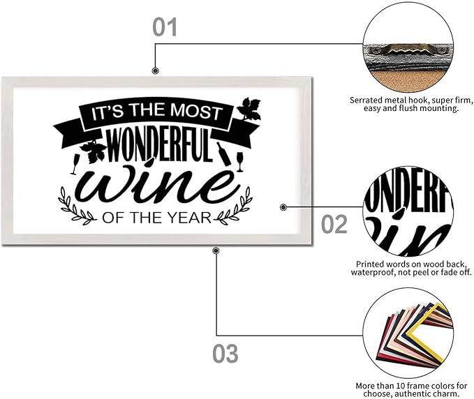 Family Quote 12x22in Wood Sign with Inspirational Quotes Its the Most Wonderful Wine of the Year White Frame Wooden Plaque Housewarming Gift for Cottage Front Door Farmhouse Porch Wall Decor