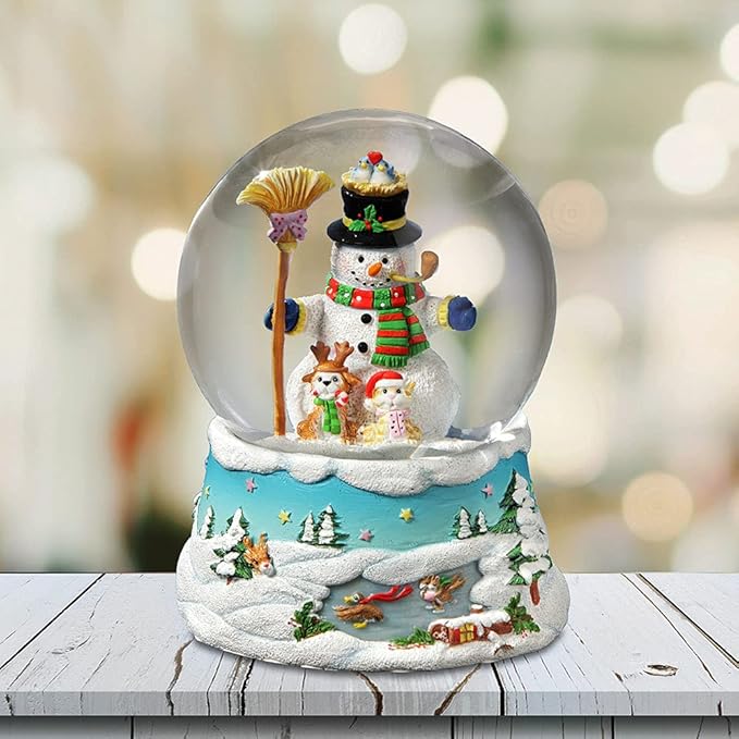 The San Francisco Music Box Gary Patterson Happy Holidays Snowman Snow Globe