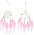 uxcell 2pcs Dream Catchers, Small Handmade Feather Dreamcatcher Supplies Car Charm with Crystal Beads Wall Hanging Decor for Home Car Decoration Ornament Women Friend Gift, Pink