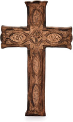 IBLAY Wall Mounted Wall Hanging Wooden Christ Cross Crucifix Catholic Mango Wood Crucifix for Home, Church and Chapel Decoration (Style-1) (10x6 Inch)