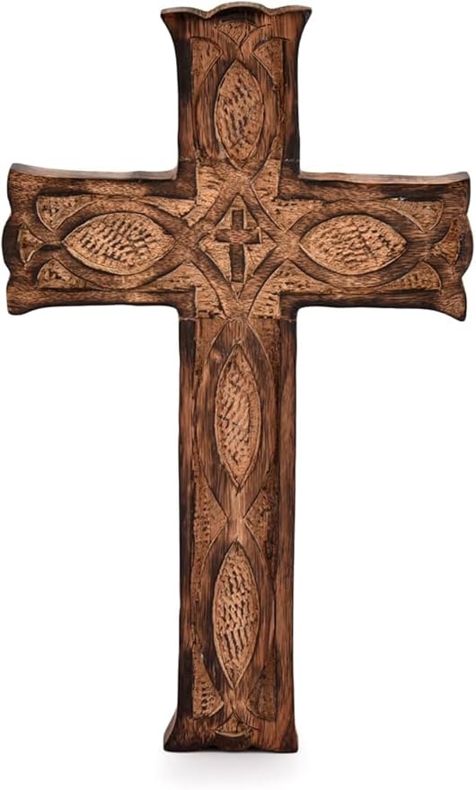 IBLAY Wall Mounted Wall Hanging Wooden Christ Cross Crucifix Catholic Mango Wood Crucifix for Home, Church and Chapel Decoration (Style-1) (10x6 Inch)