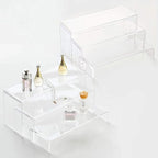 ANDGOO Display Risers, 6 Pcs(7.9”L~8.3”L~8.7”L) Rectangular Clear Acrylic Showcase Collectibles Display Stands Suitable for Retail Shoe Showcase Jewelry Funko Pop Figures