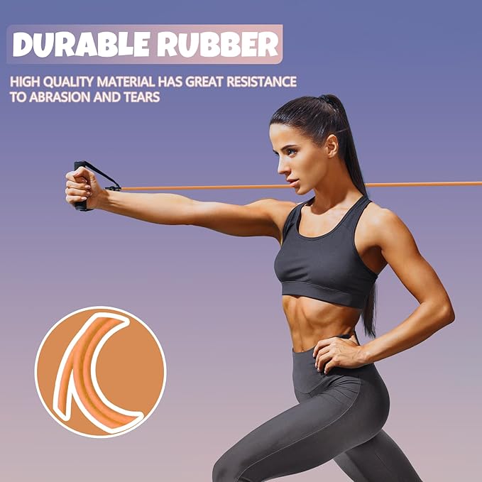 RitFit Single Resistance Exercise Band with Comfortable Handles - Ideal for Physical Therapy, Strength Training, Muscle Toning - Foam Padding Door Anchor and Starter Guide Included
