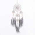 Pretty Jolly Grey Pampas Grass Dream Catchers Wall Decor with Handmade Large Native Americans Witch Dreamcatcher with Wood Beads for Adults Bedroom Wedding Garden Bless Birthday Gift-5 Rings
